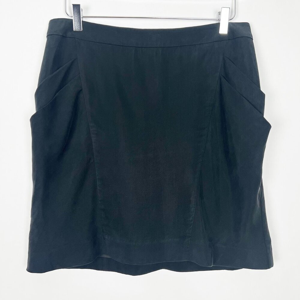 NEW Ann Taylor Mini Skirt Women's Size 8 Black 100% Cupro Pockets Draped